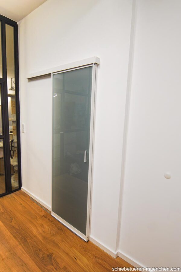 door360 Badezimmer-Schiebetür aus satiniertem Glas, moderne Wandmontage mit Dichtungsprofilen